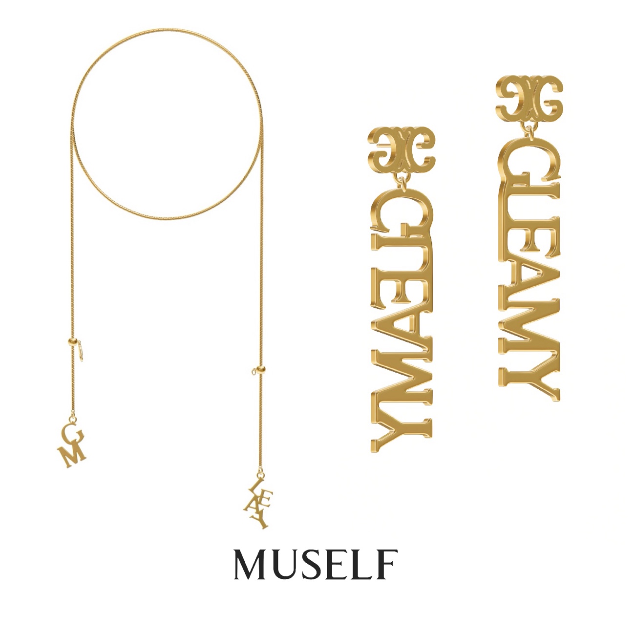 铜合金耳饰 MUSELF慕我 字母系列 耳环 蛇骨链