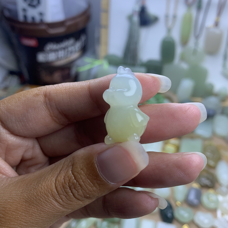 和田玉新疆料且末糖青白小鸡萌鸡小队生肖款可爱雕刻精雕时尚项坠