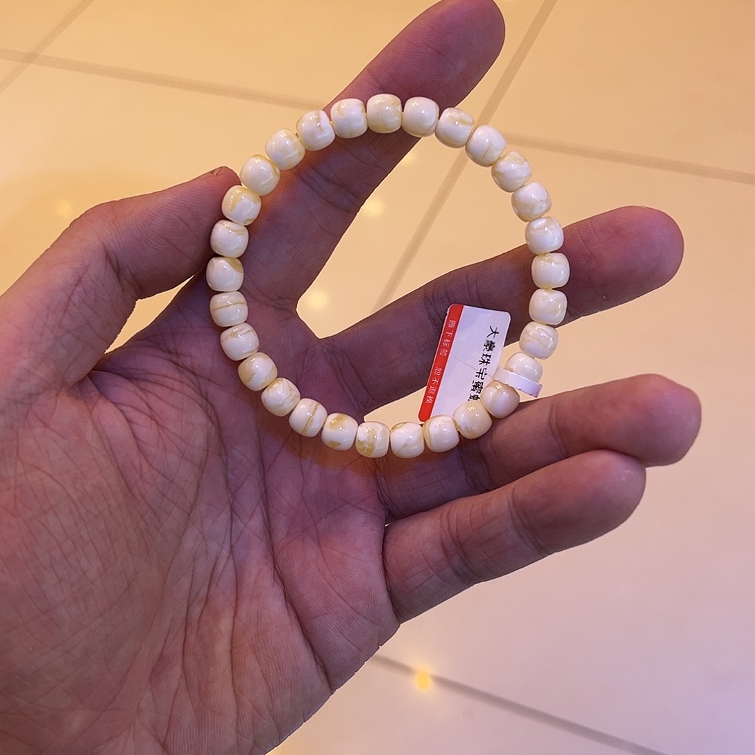 手链蜜蜡未镶嵌白蜡闪电纹7mm*6.5mm精工高桩