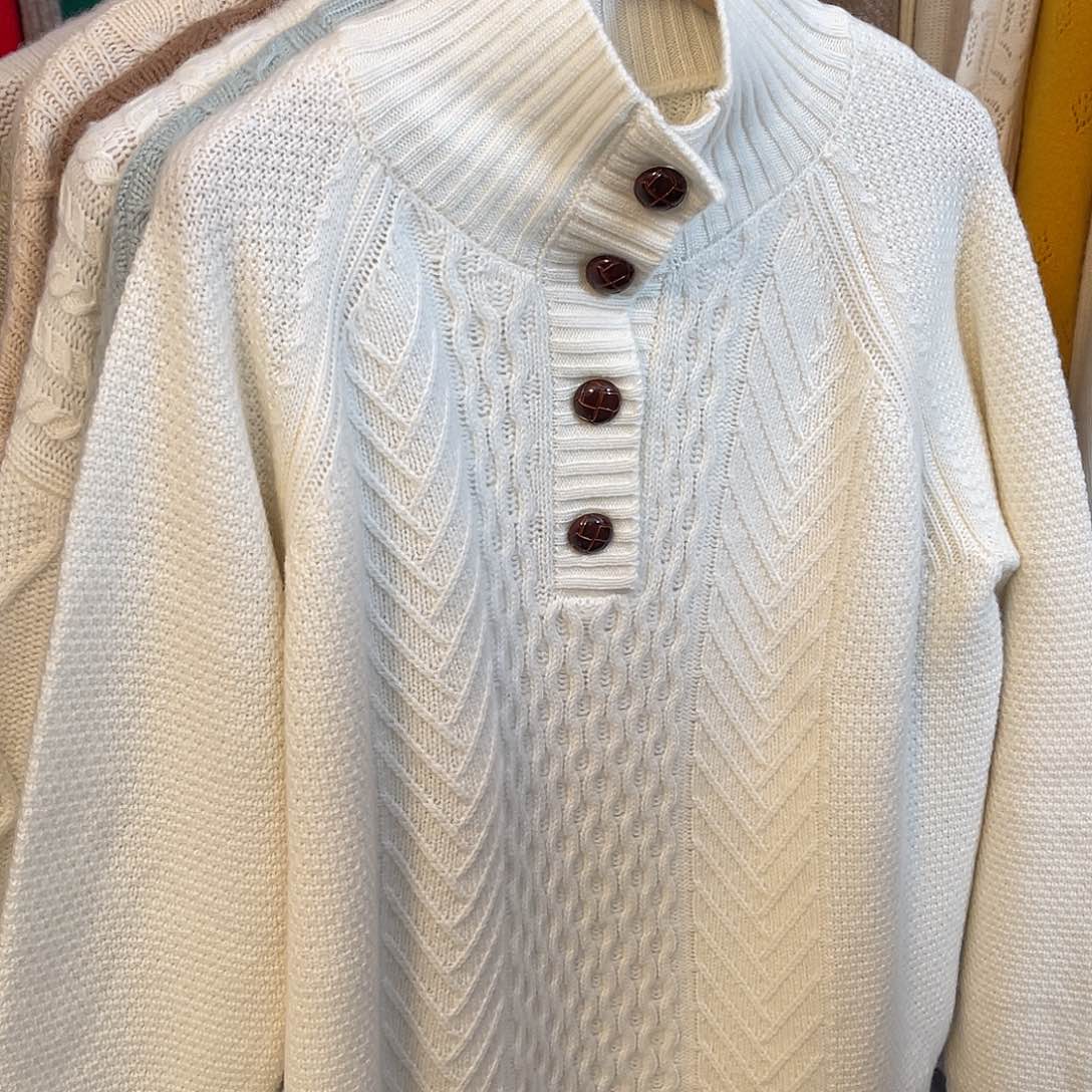 重工 皮扣 羊绒 半开衫