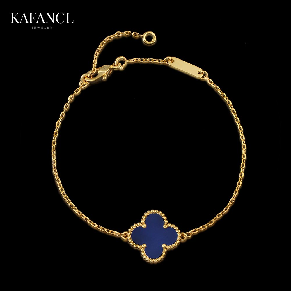 925银手链 链子925银 镀K金 金蓝色单花草草手链 ZF-C321