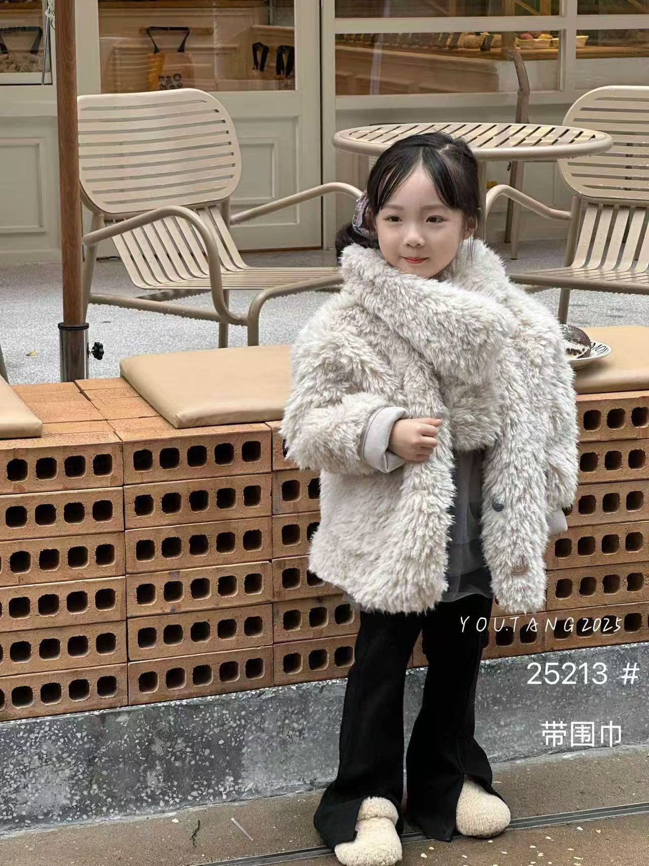 女冬季甜美围巾开衫毛毛衣韩版童装外套