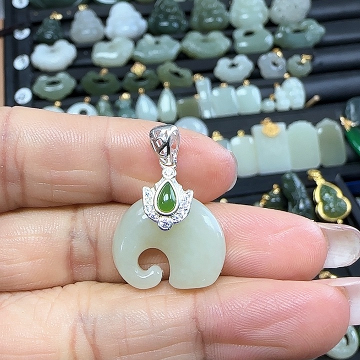 和田玉吊坠(不含链)银S925镶嵌