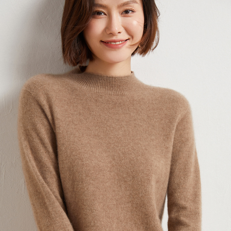 2025冬季新款半高领【100羊毛】一线成衣 女士套头针织羊毛衫 