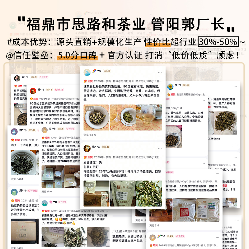 【福鼎白茶·管阳镇】替代链接 2020年牡丹巧克力片片300g
