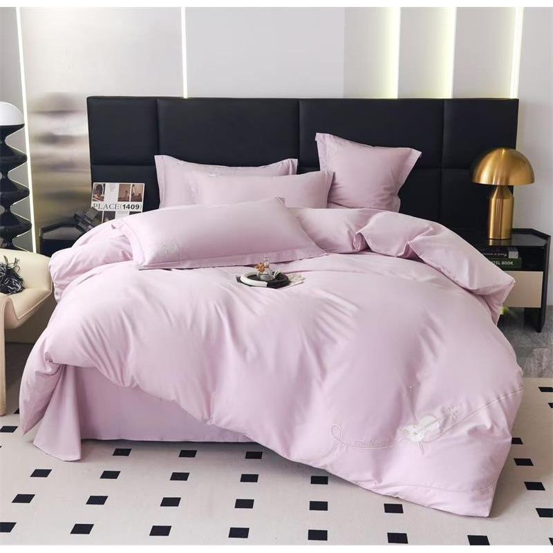 【晴美】全棉刺绣四件套-蝶恋花-紫