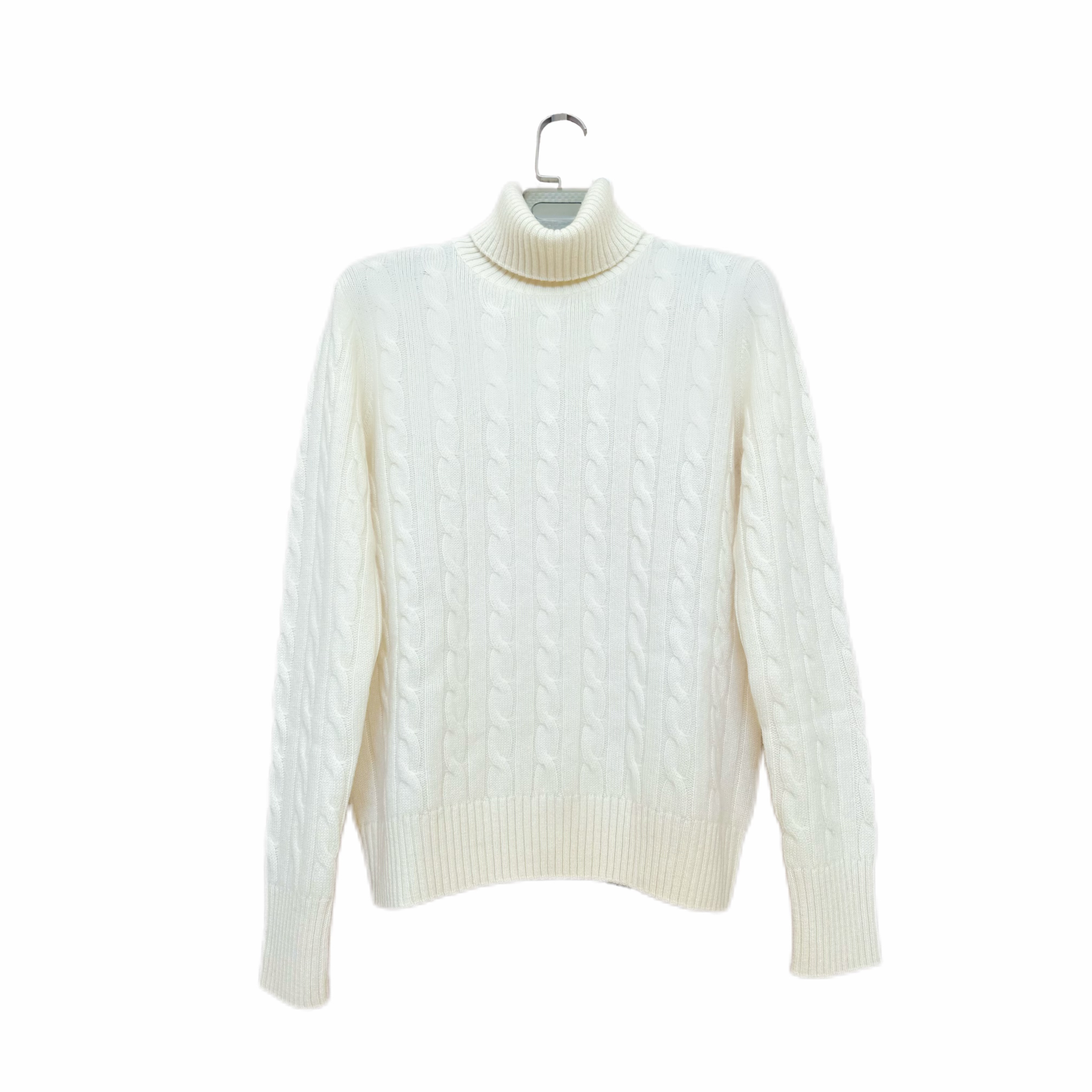 鄂尔多斯市高翻领绞花粗针加厚羊绒衫100山羊绒