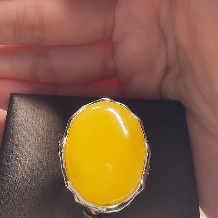 蜜蜡银S925镶嵌戒指戒指