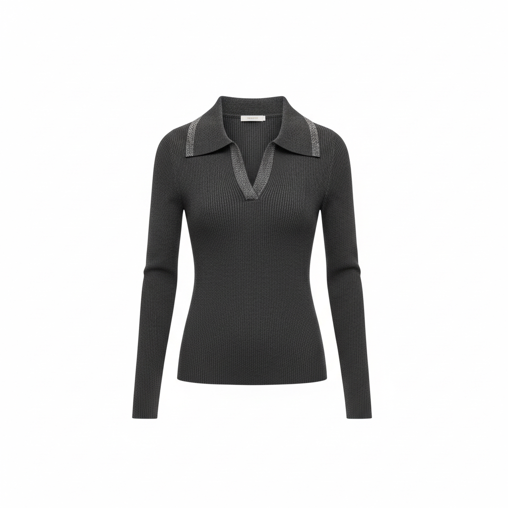 灰色翻领长袖慵懒风内搭黑色秋冬打底衫女2025秋季