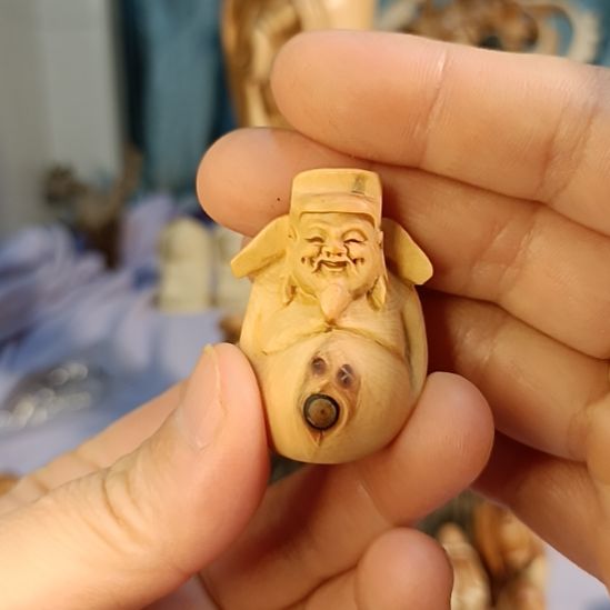 柏木（崖柏）太行崖柏财神手把件