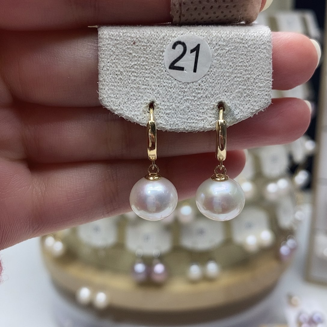 淡水珍珠耳饰银S800镀金镶嵌