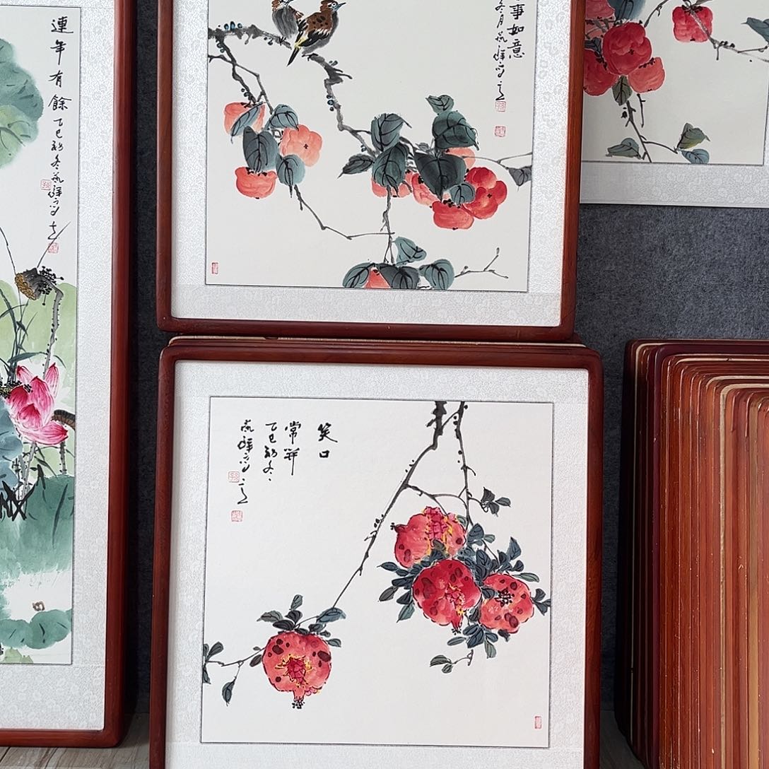 国画书画作品带框63×63