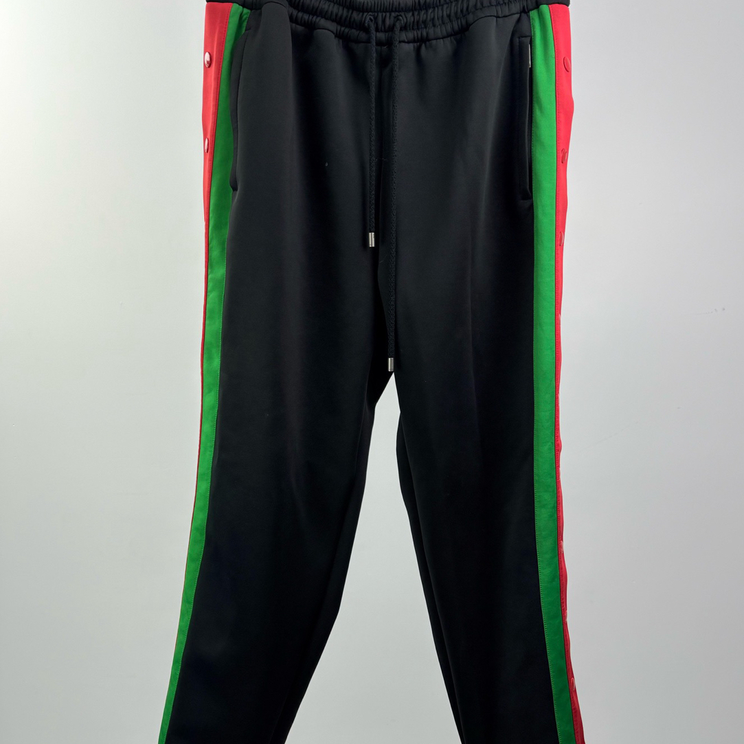 99新 GUCCI/古驰 GUCCI古驰红绿条纹纽扣长裤M码 99新15247