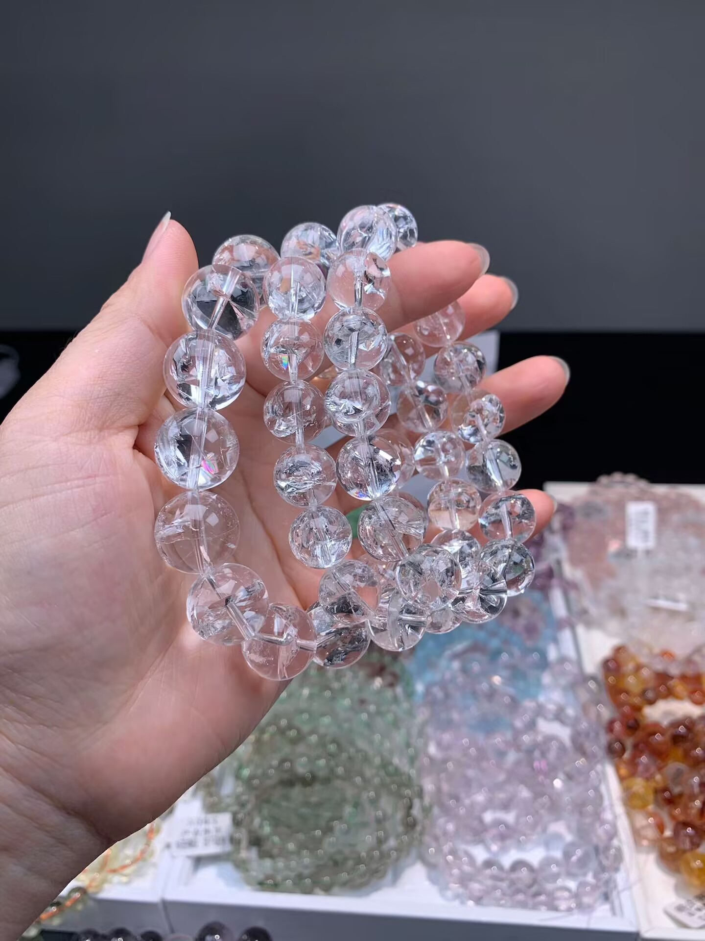 海蓝宝、天然白水晶手串上新批发多样性发其一水晶珠串