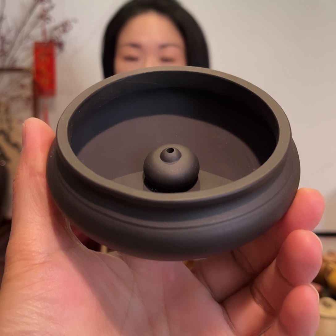 紫砂黑紫泥三足香炉