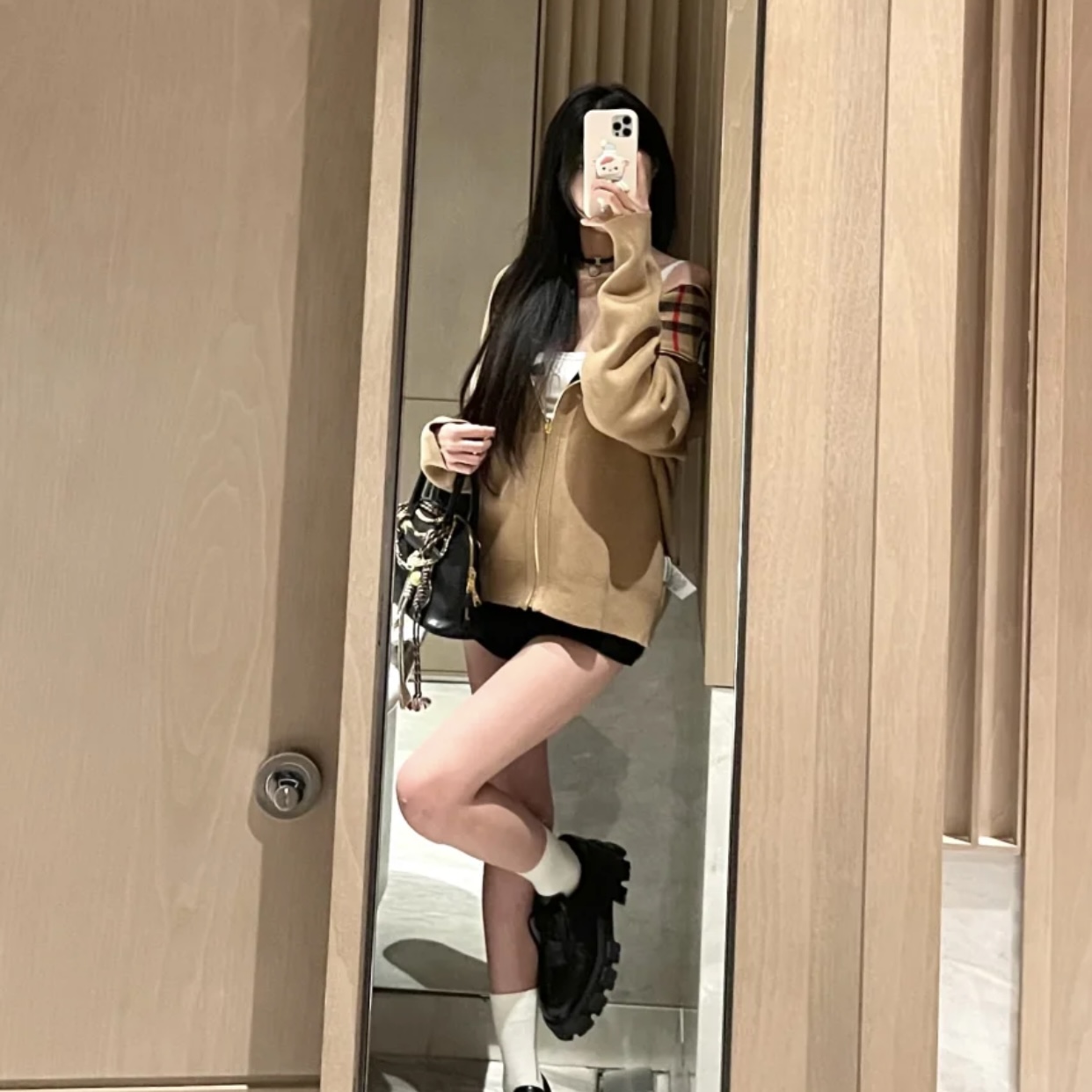 3060格纹双面连帽外套2025时尚新款上衣