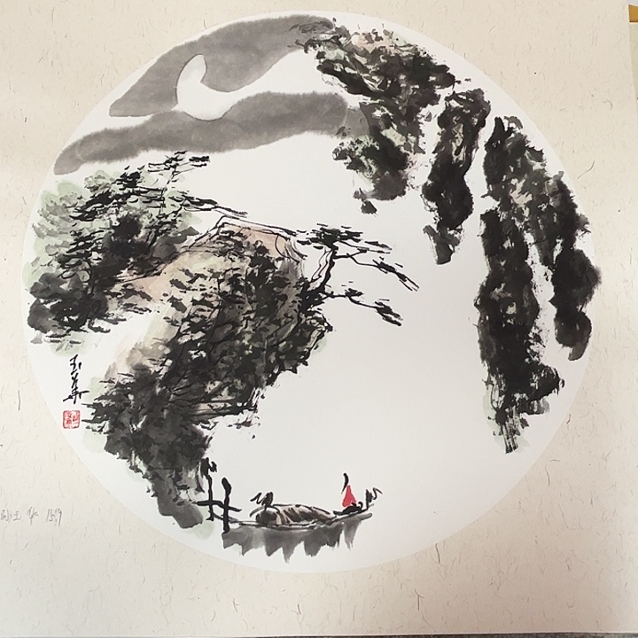 国画孙玉华老师三尺斗方山水卡纸奇