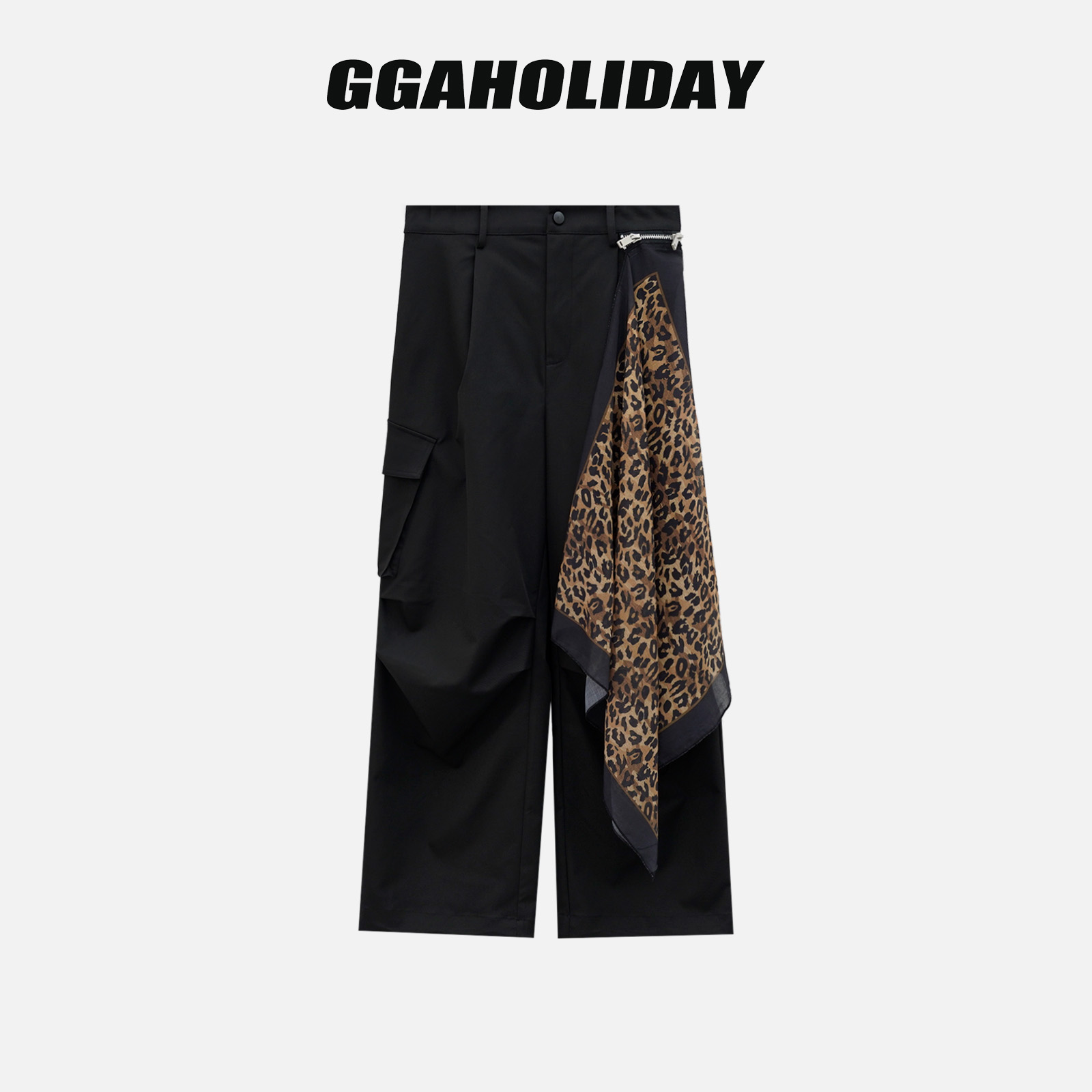 【上新】GGAHOLIDAY秋季时尚宽松潮流复古拼接设计工装长裤-154038