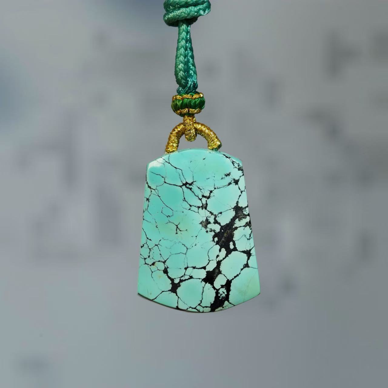 天然原矿绿松石高瓷吊坠摆件挂件手工气质时尚百搭民族风