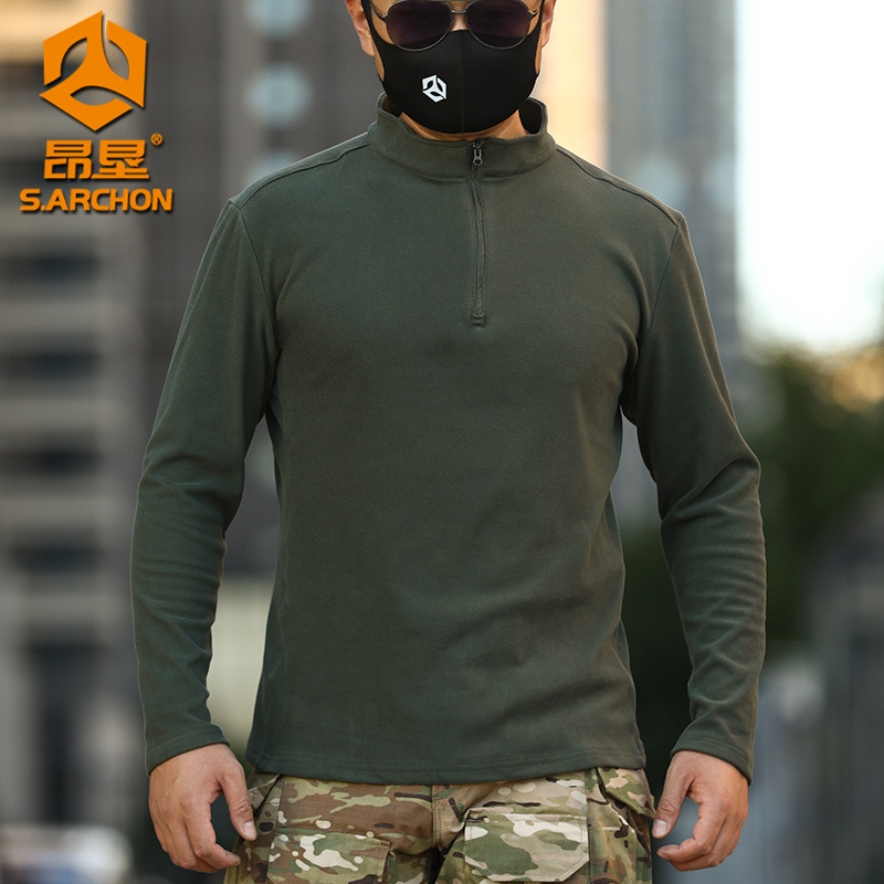 昂垦秋冬户外战术德绒长袖衬衫男士透气舒适多口袋衬衣上衣夹克外