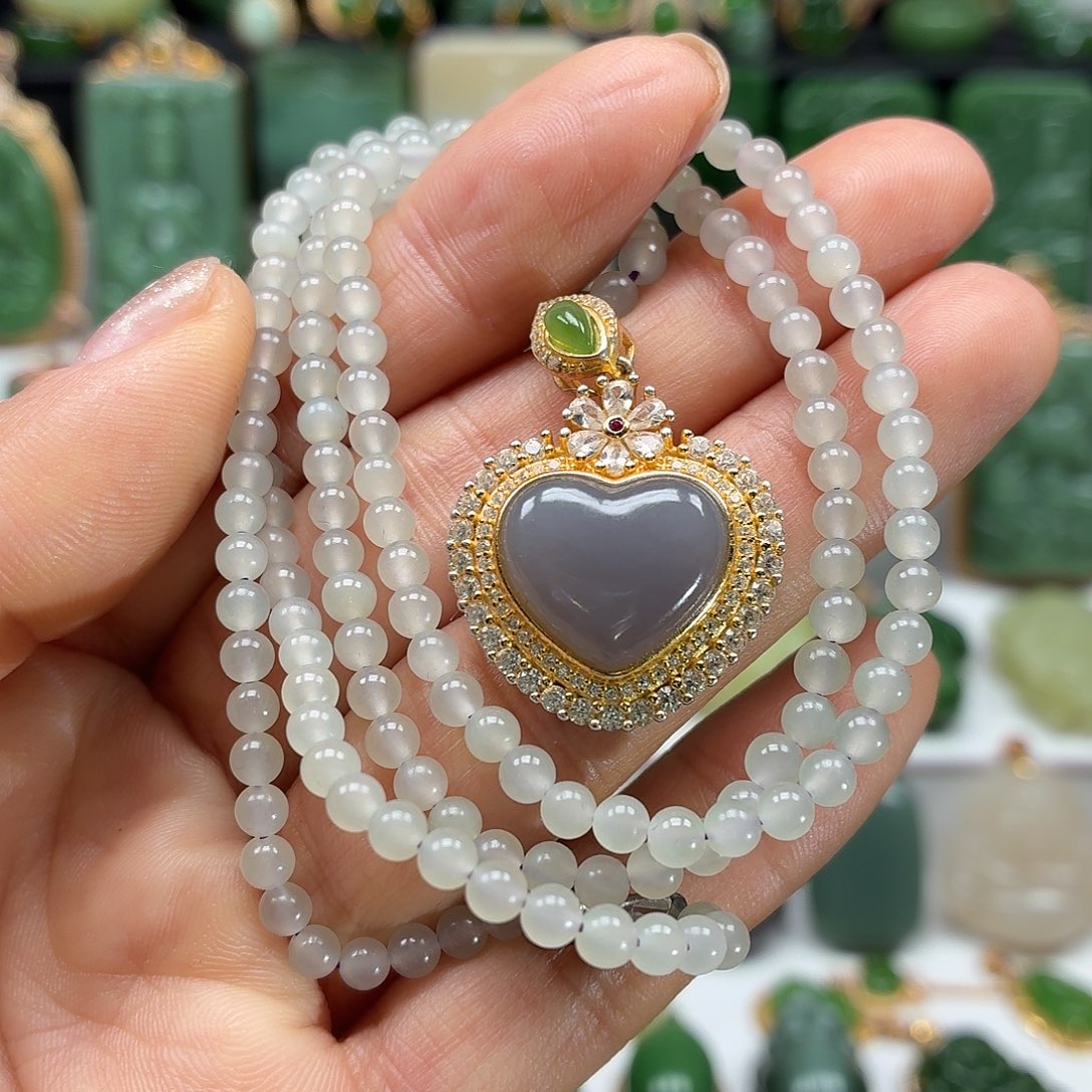 和田玉银S925镶嵌颈饰