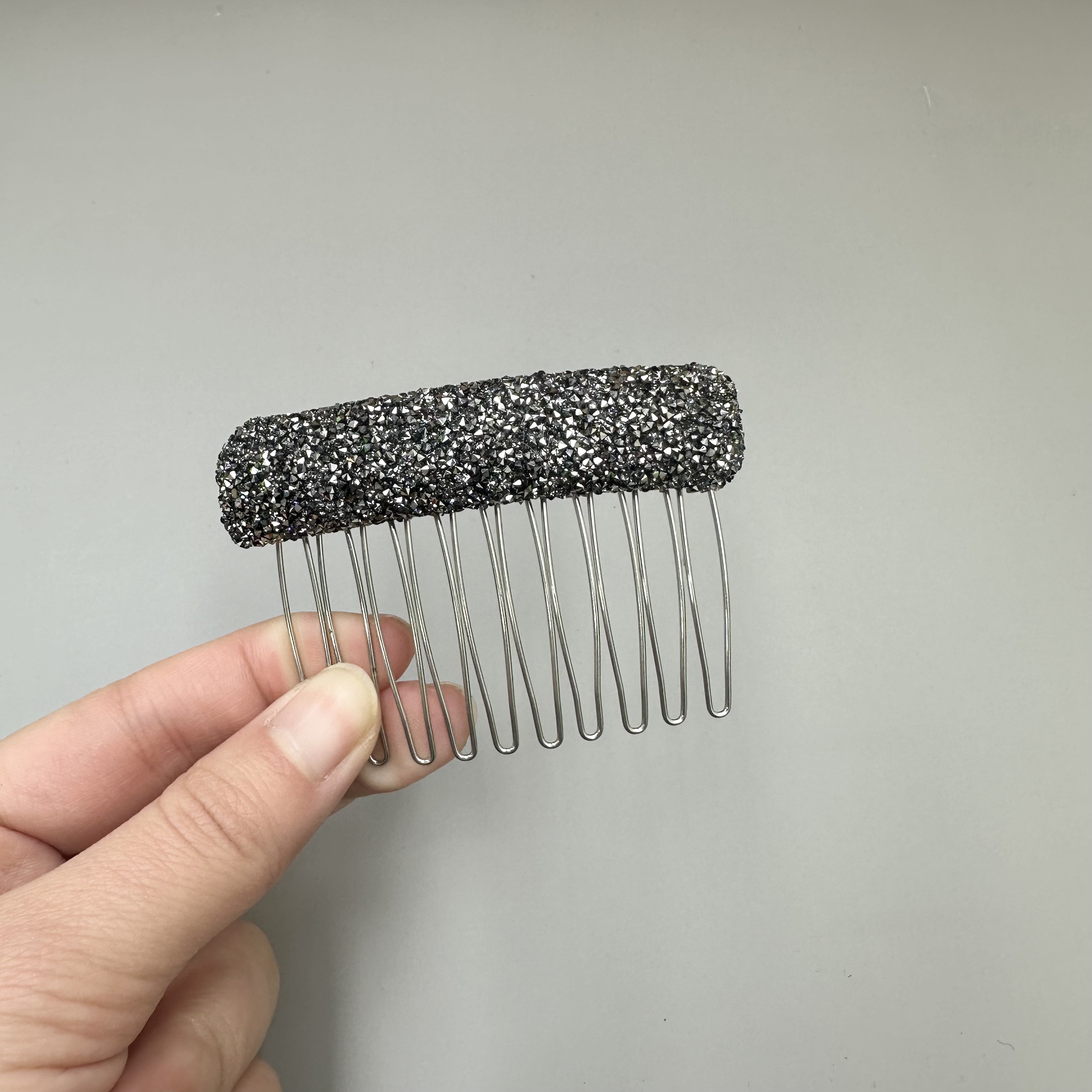 L390夕洛银色倒插梳抓夹高级感简约气质高档后脑勺盘发夹