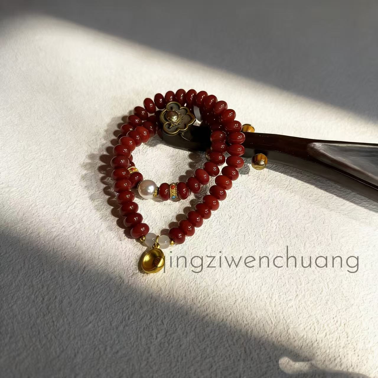 DP 1125-6*9红菩提+珍珠隔珠+金碗红菩提（无礼盒）