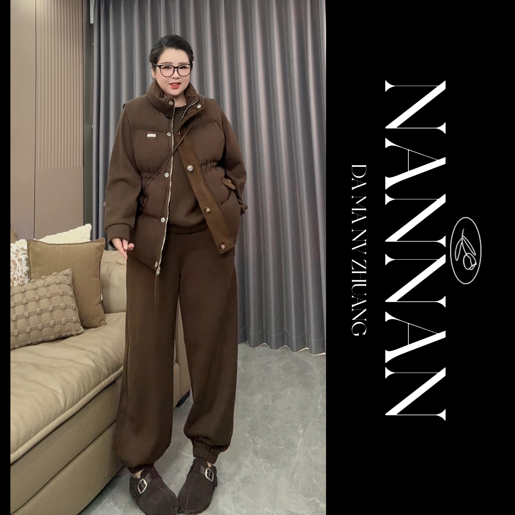 【楠楠推荐】加绒保暖休闲风棉马甲时尚套装百搭套装C6122