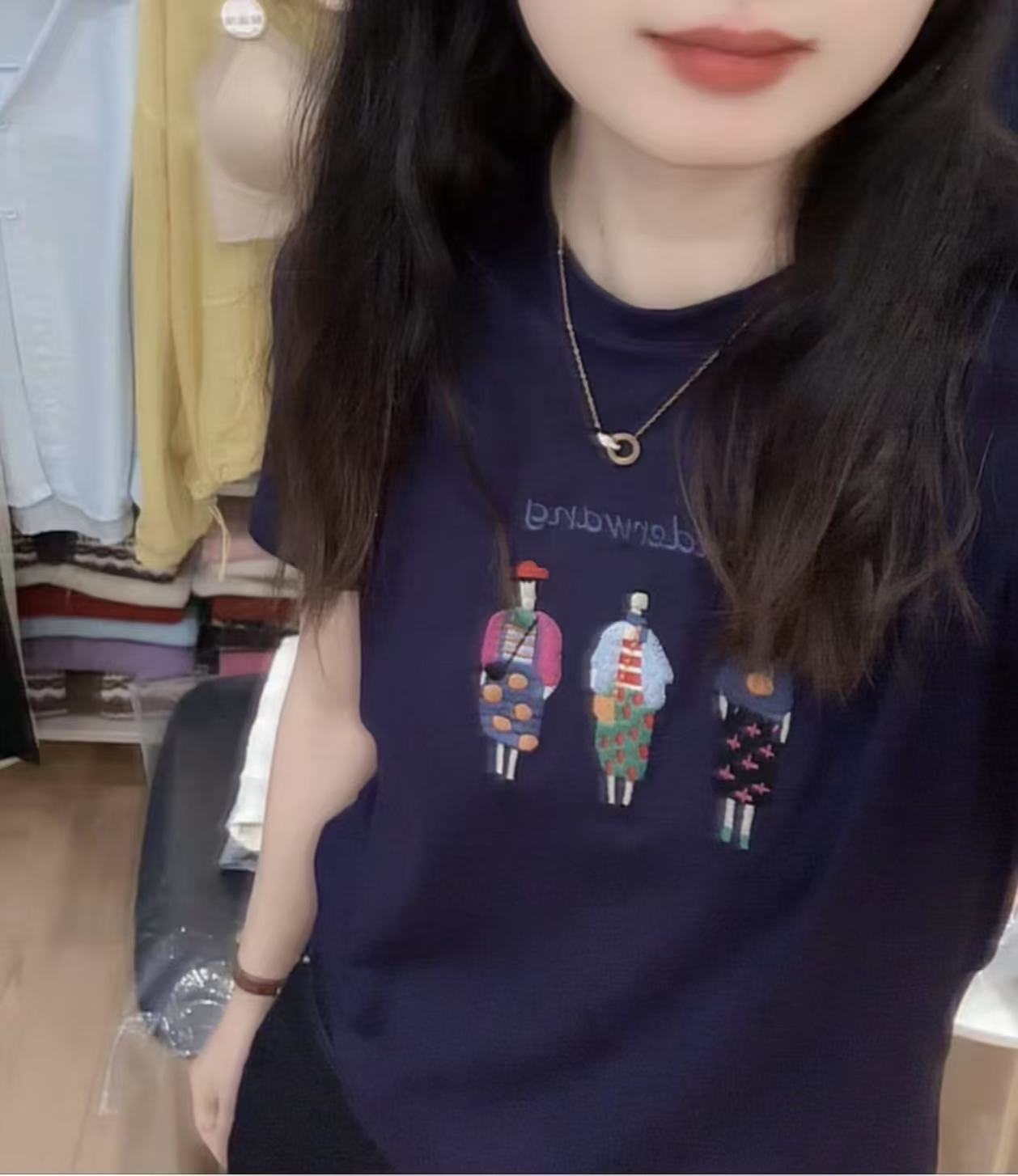 七言家巨好穿！韩国馆藏青刺绣女孩柔软卡通短袖8