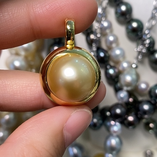 海水珍珠颈饰银S925镶嵌15.2