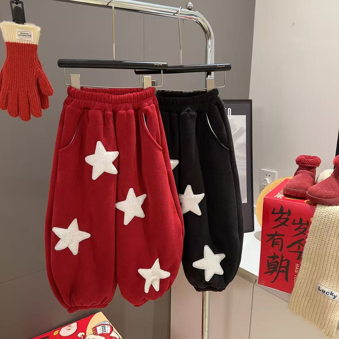 【高品质星星裤】儿童男女宝同款亲子厚款刺绣小中大童韩版百搭休闲