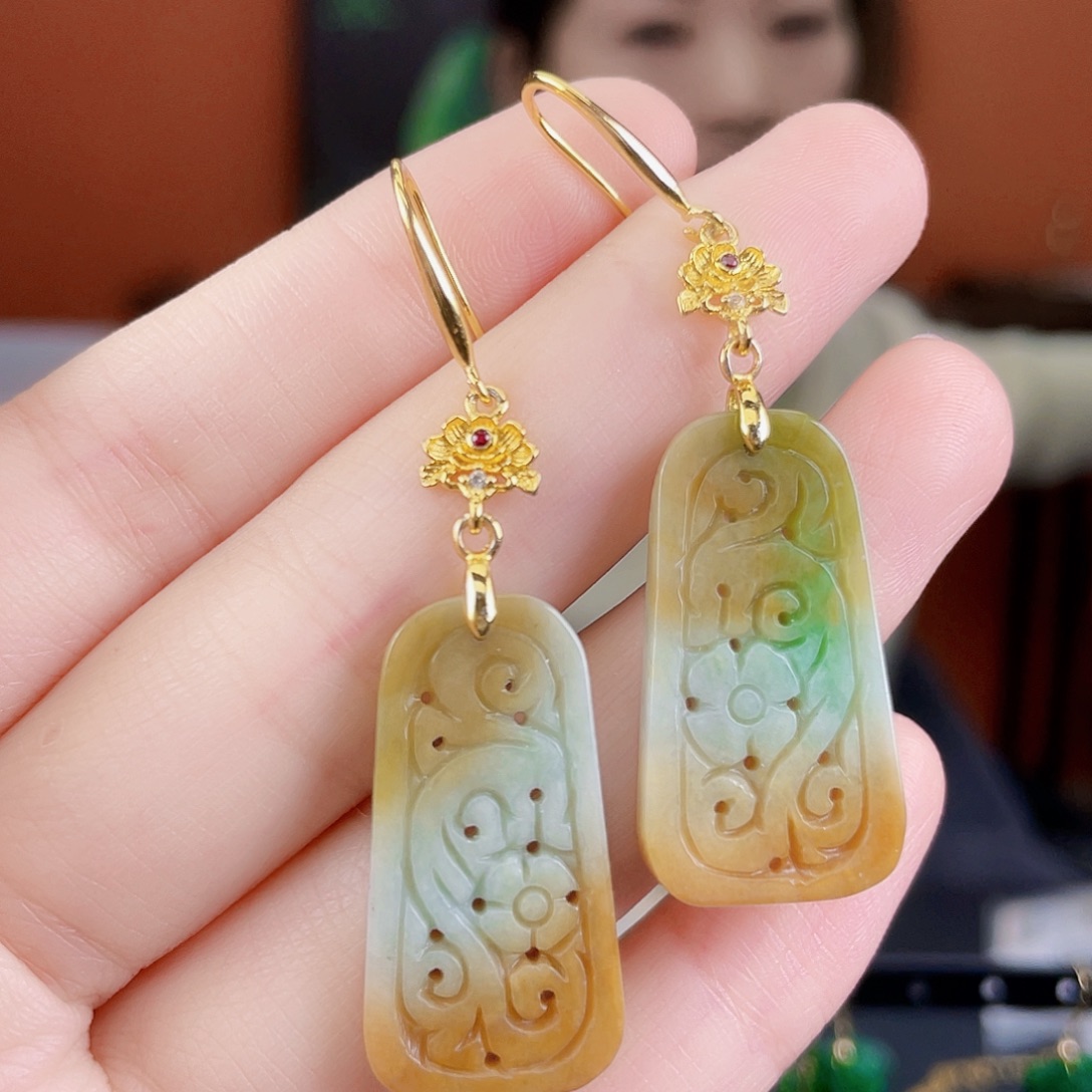 翡翠未镶嵌耳饰饰品