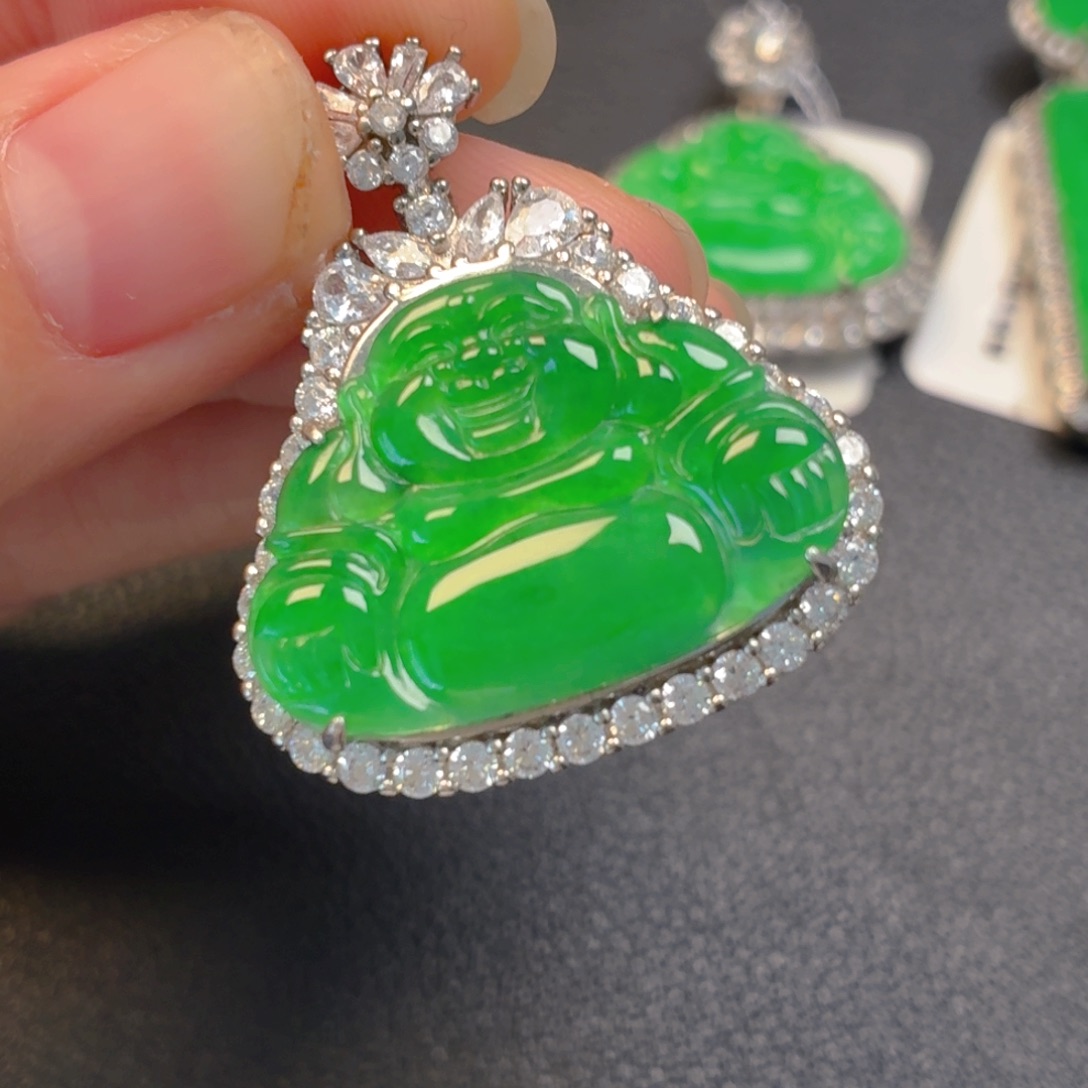 翡翠银S925镶嵌吊坠(不含链)