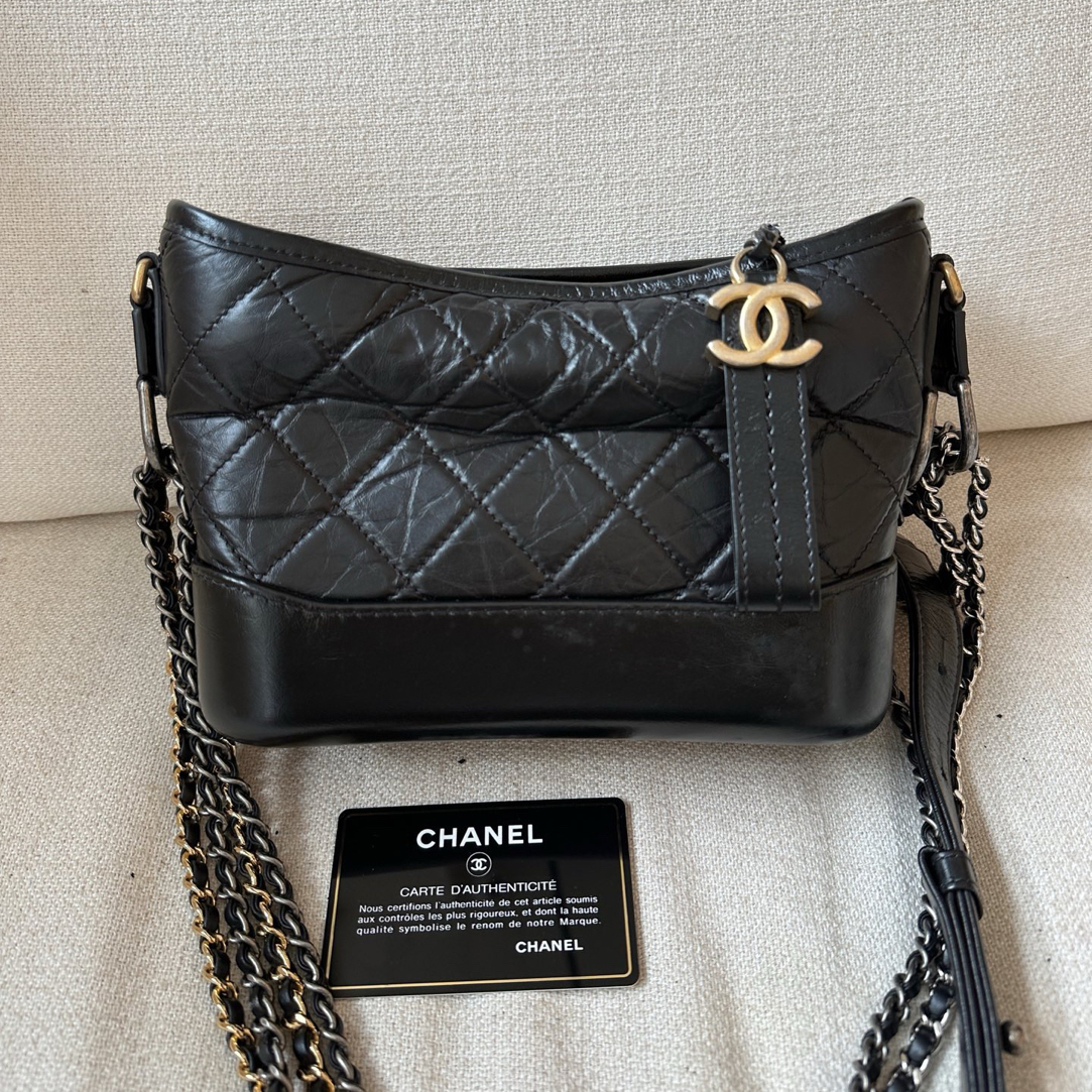 95新 Chanel/香奈儿 95新-黑色小号菱格纹流浪包斜挎包