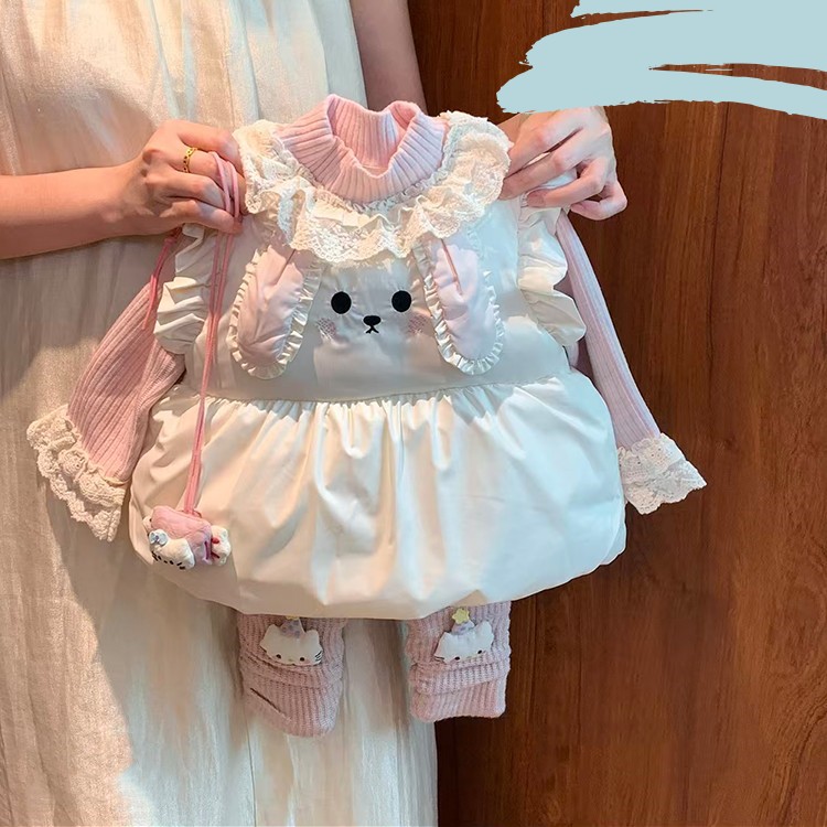 女童套装冬季棉服马甲时髦洋气2025新款小童女宝宝保暖坎肩三件套