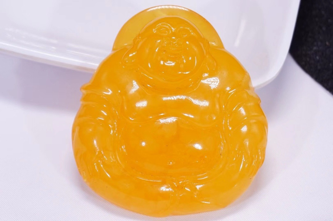 俄料鸡油黄笑佛，开脸喜庆，重21克