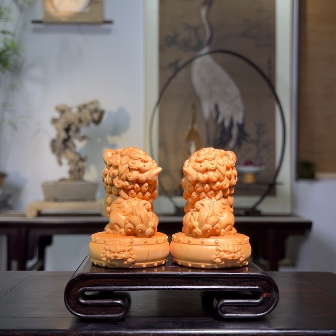 木手****3黄杨木材质小狮子