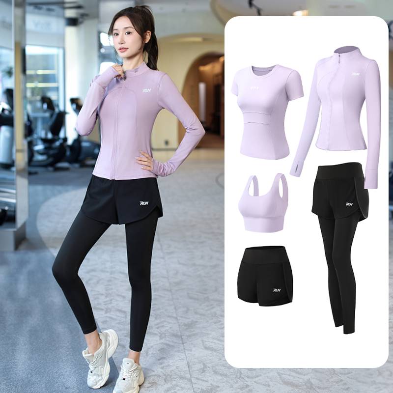 瑜伽服运动套装女秋冬季防晒透气跑步服健身显瘦弹力晨跑速干衣