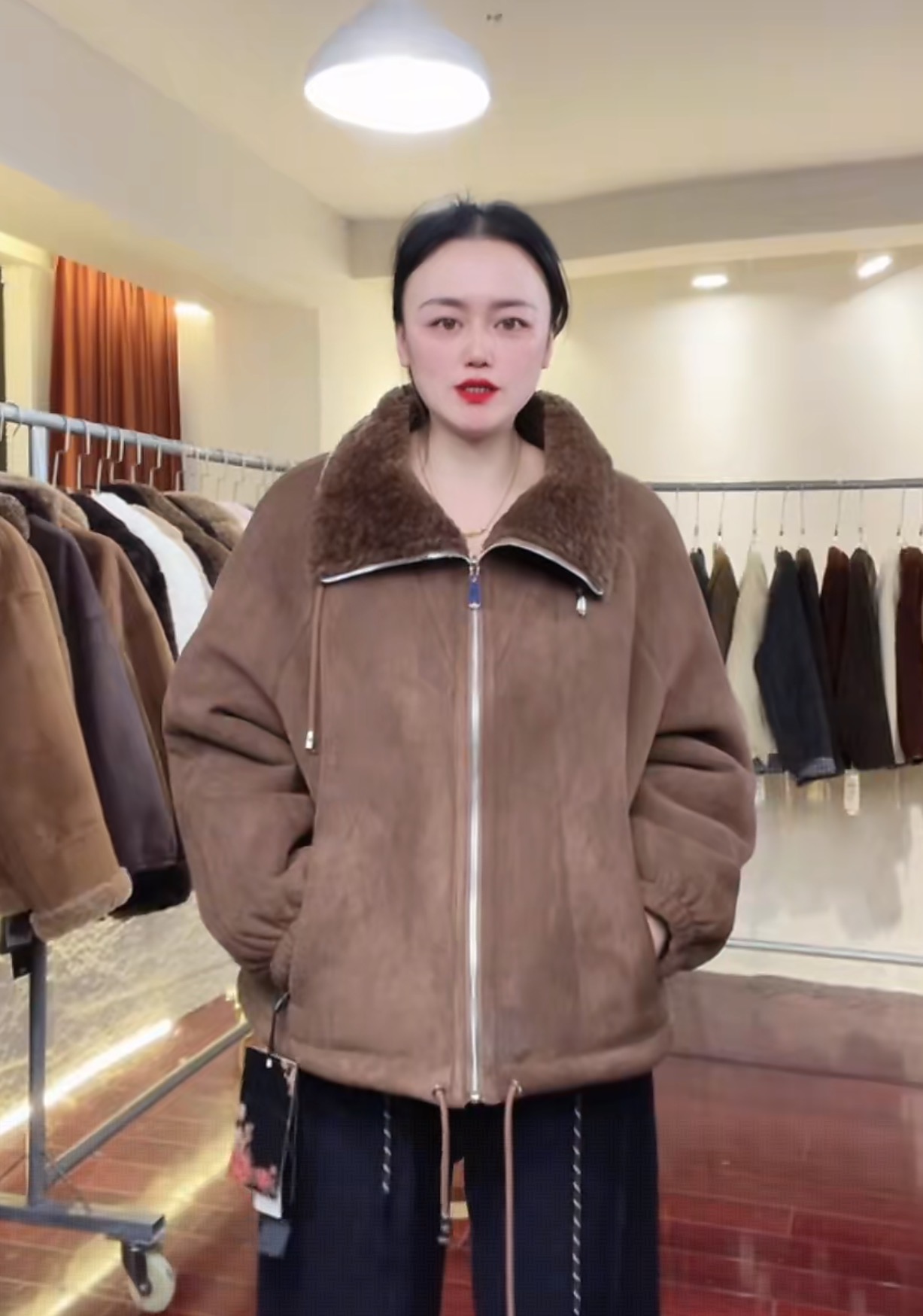 BG25891(双面双穿）长袖女冬季短款拉链外套休闲上衣女款女士大衣