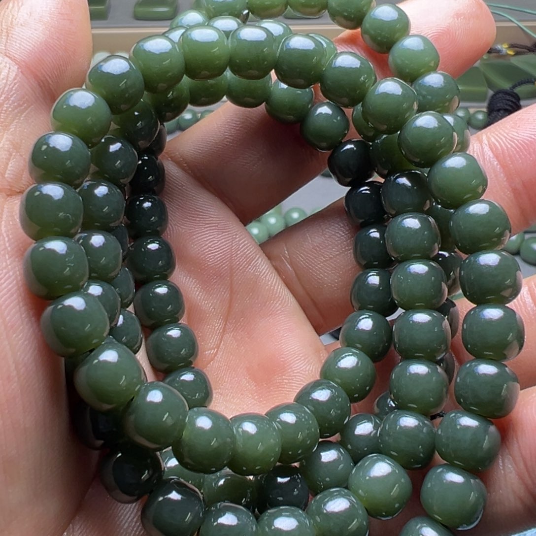 文***儿和田玉未镶嵌手链108卡8