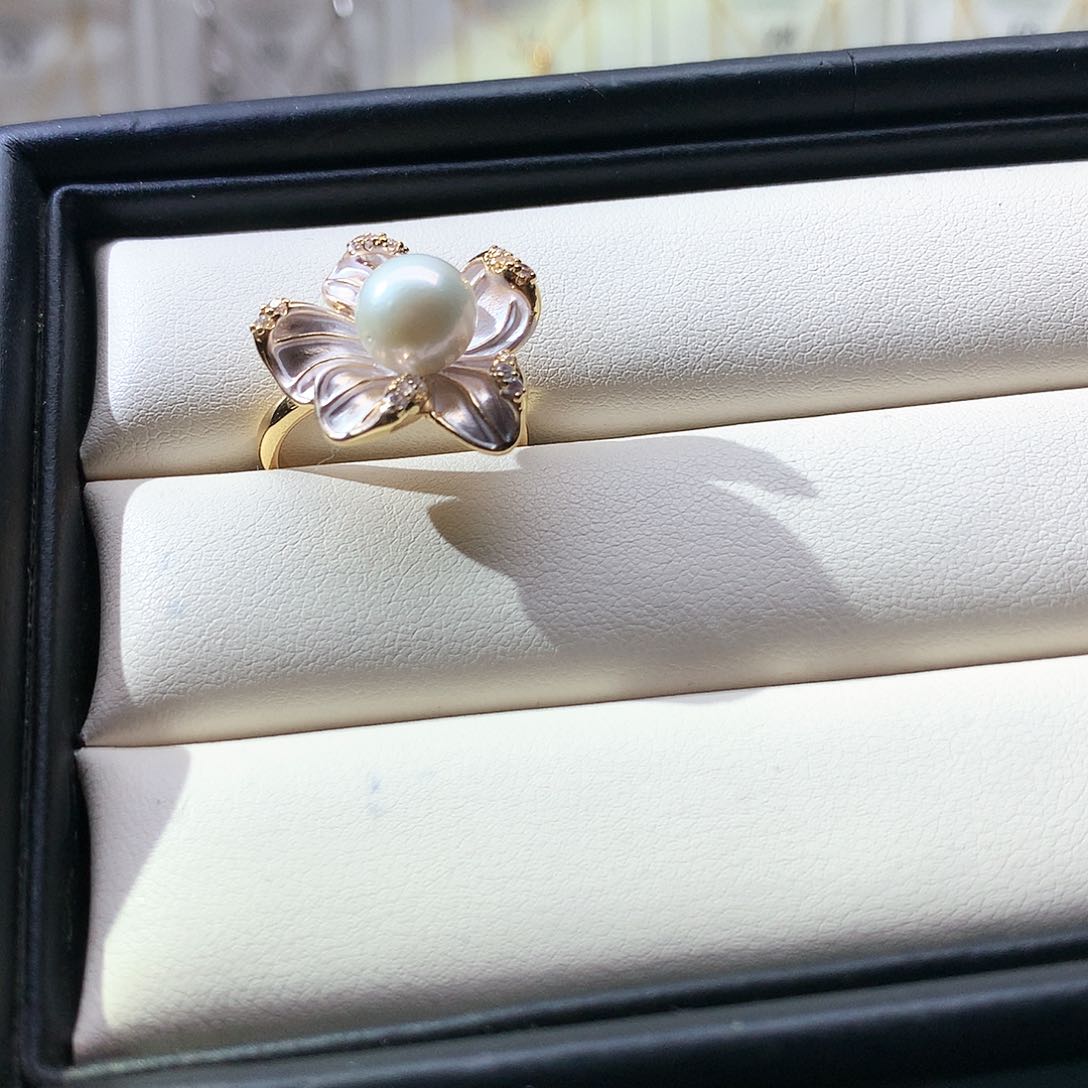 淡水珍珠戒指合金
