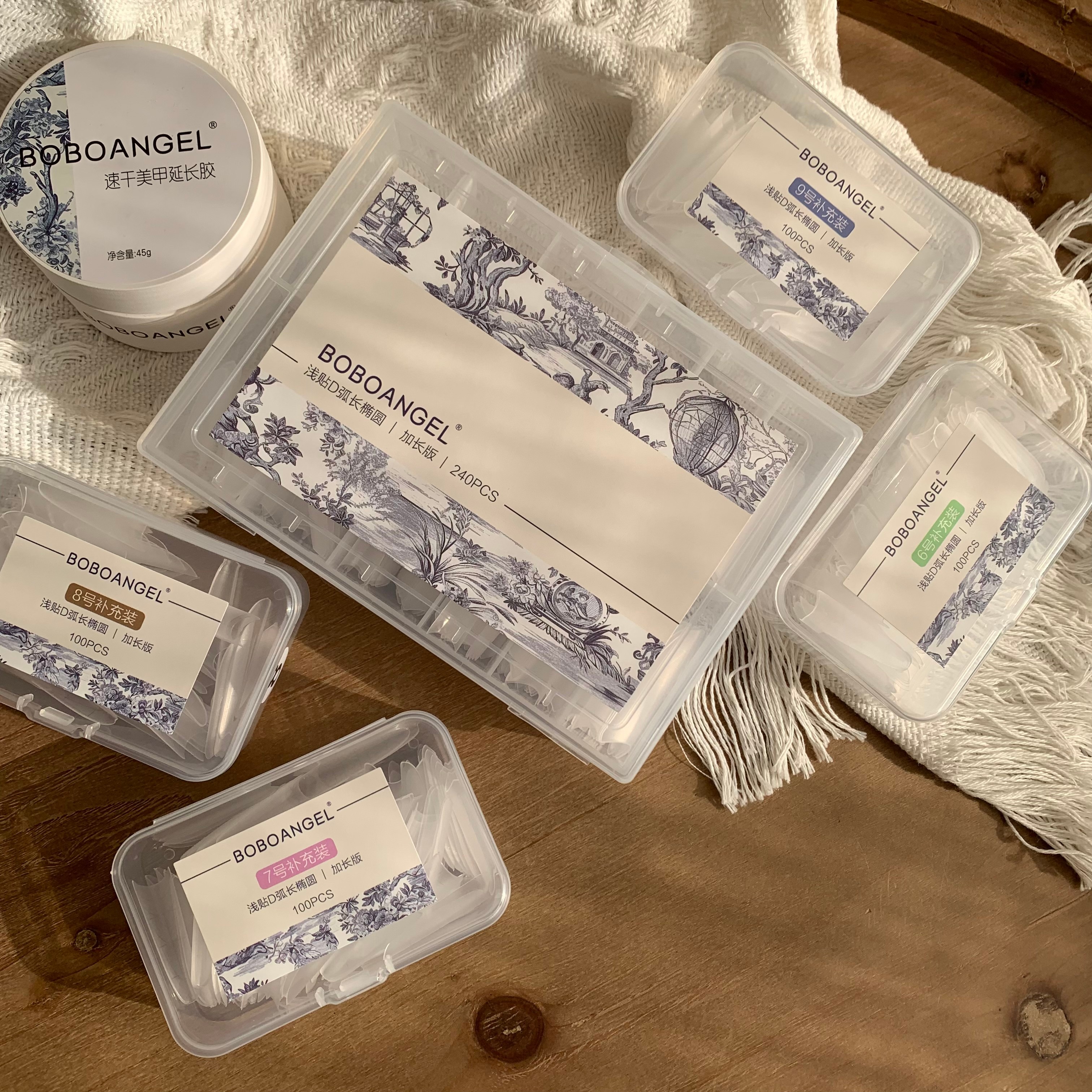 BOBOANGEL【热卖甲片】浅贴D弧长椭圆甲片丨加长版辅助线可修型