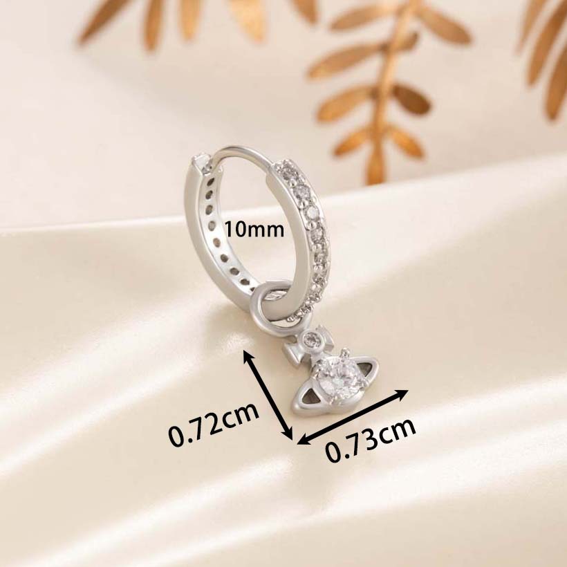 合金锆石耳饰 【三单包邮】土星CP耳扣