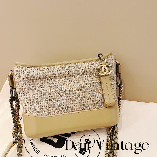 大吉中古/Chanel燕麦奶茶粗花呢小号流浪斜挎包