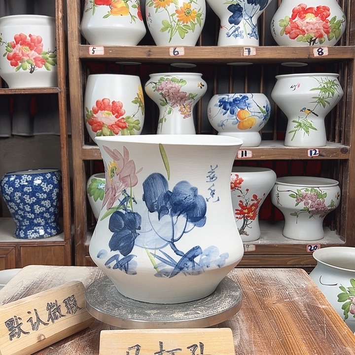 摆件小蛮腰青花荷花新款陶瓷陶瓷