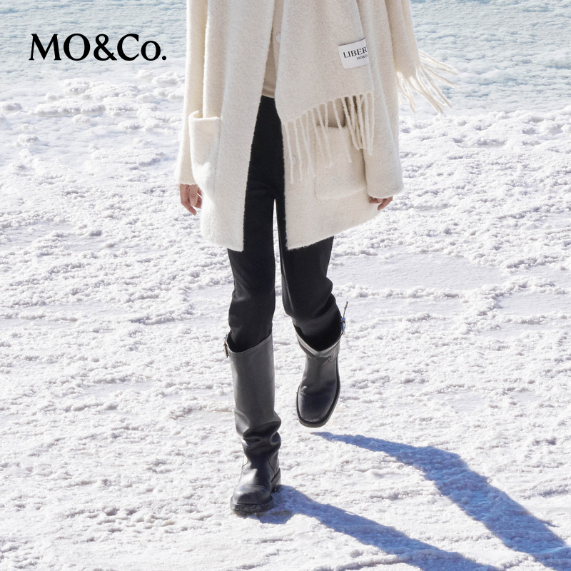 【粉丝专属】MOCO牛仔裤发热火山岩冬腰封拼接高腰修身MBD4JEN002