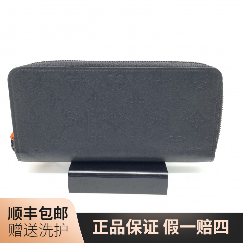 95新 LouisVuitton/路易威登 LV黑老花压印长款拉链钱包/10019336