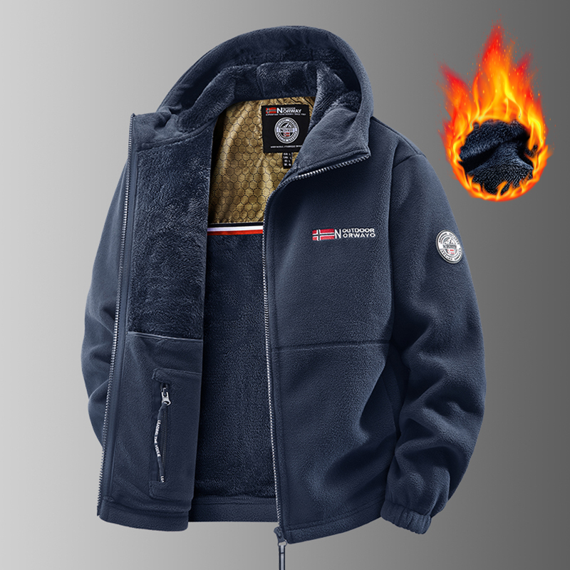 男士户外抓绒衣重磅保暖冬季连帽加厚加绒宽松石墨烯外套男女款