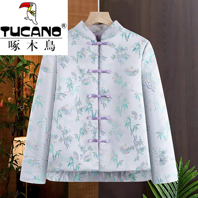 啄木鸟新中式唐装加棉外套 妈妈款秋冬国风棉衣 中老年女洋气冬装