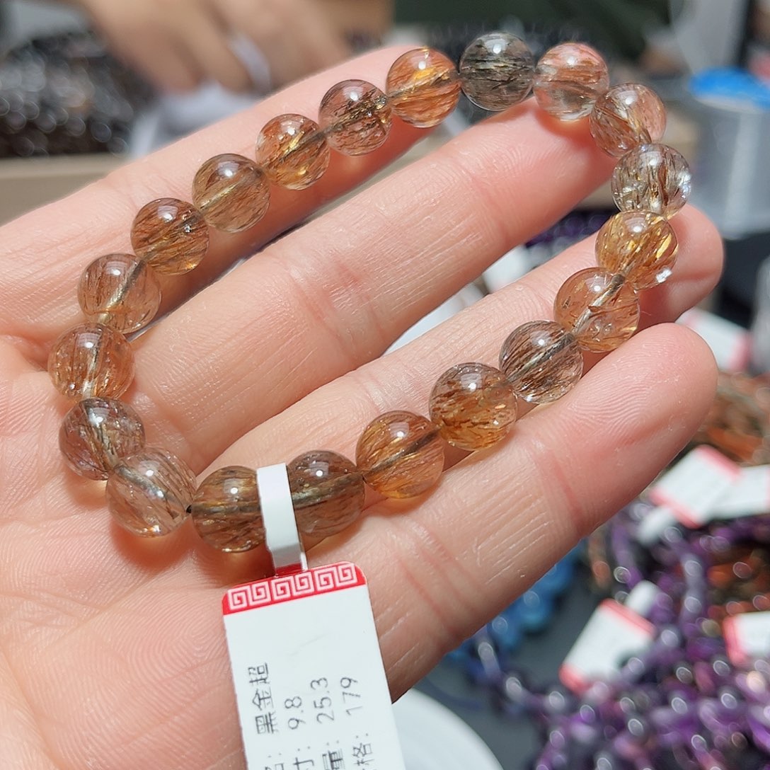 水晶手链未镶嵌迟****o黑金超9.8mm